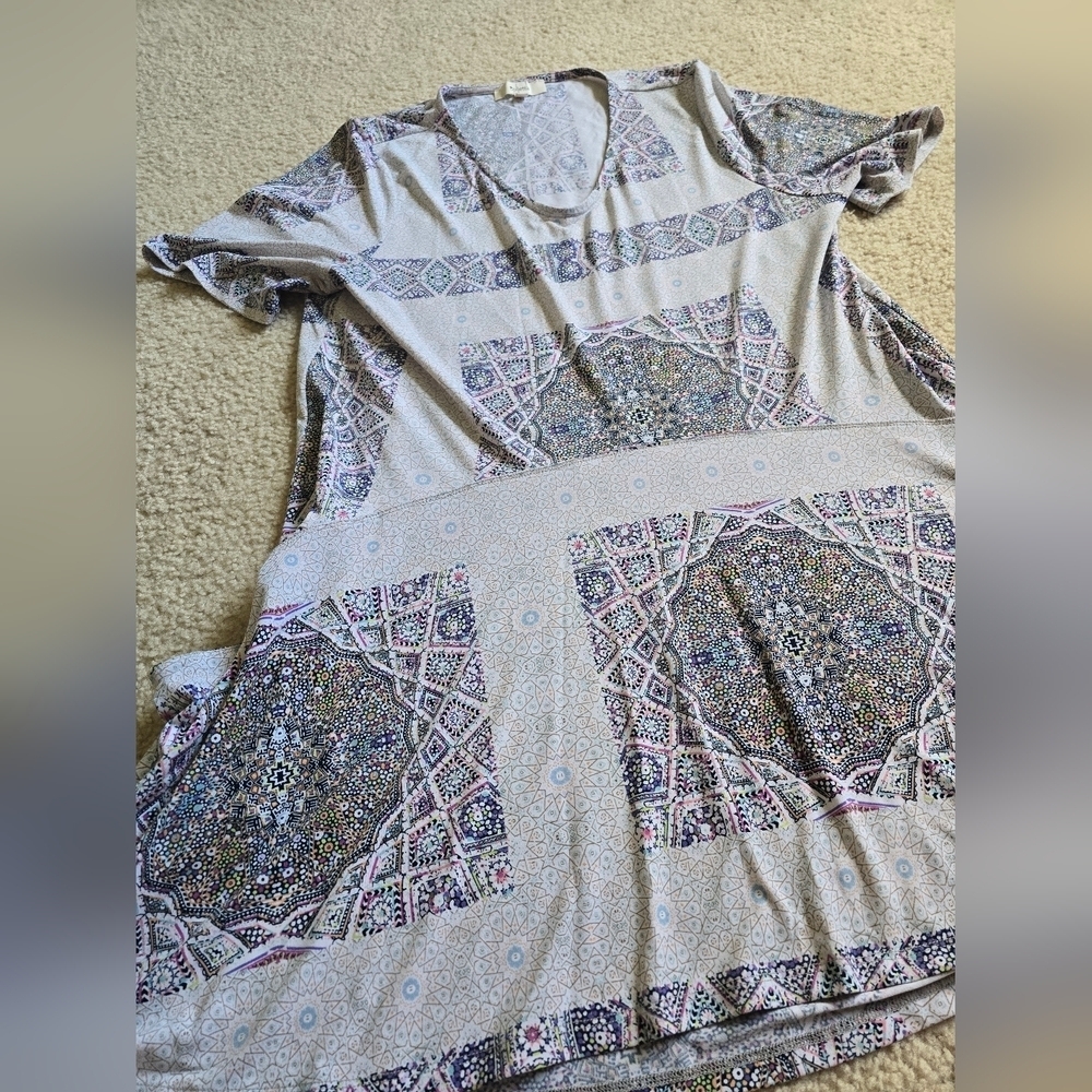 🌈Coletta Boho Mosaic Print Stretch Tunic Dress